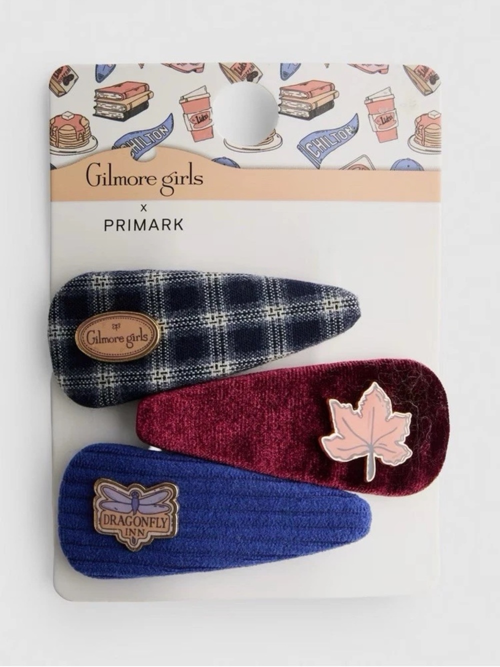 Primark Gilmore Girls 3-Pack Hair Clips in Navy, Burgundy & Blue